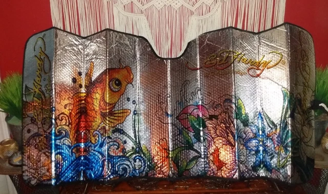 Ed Hardy Koi Fish Car Truck Front Windshield Accordion SunShade Standard Size