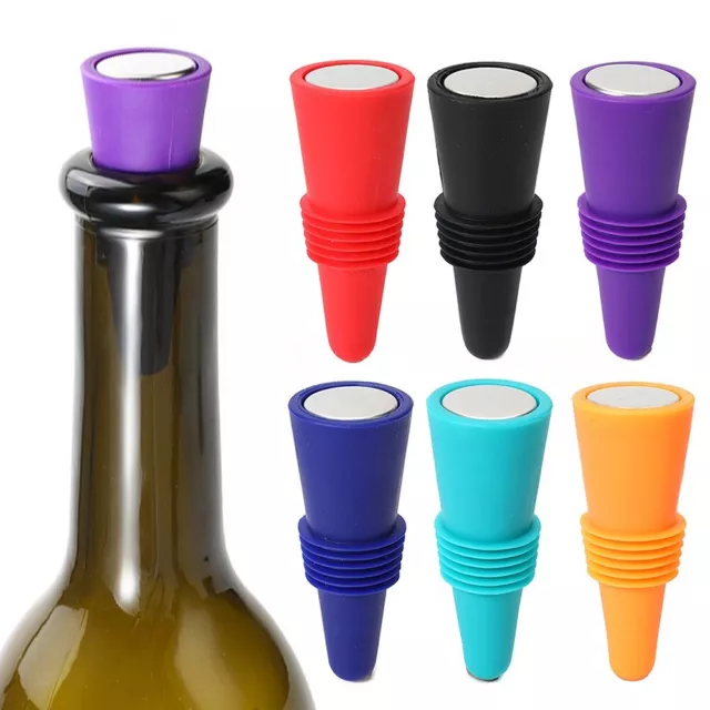 2X Reusable Silicone Wine Beer Bar Sealed Bottle Stopper.Cork Drink Sealer Plug