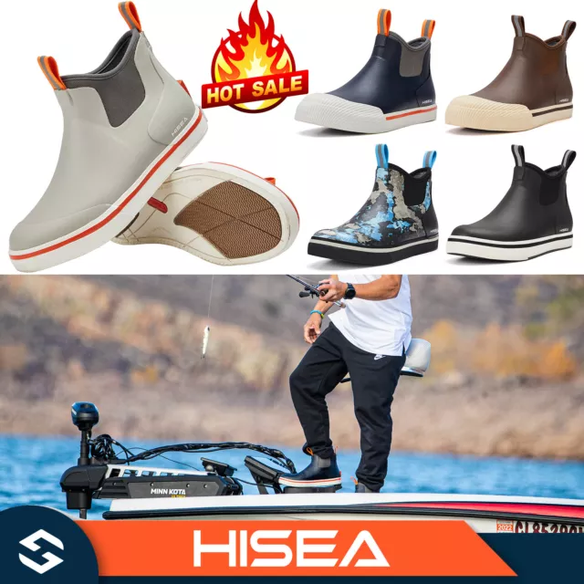 HISEA Men's Ankle Deck Boots Waterproof Anti-Slip Sport Collection Fishing Boots