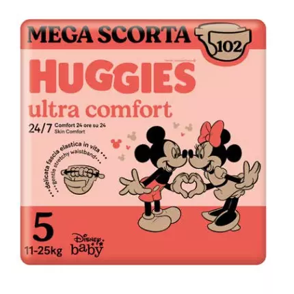 Huggies Ultra Comfort 5 Taglia - 11_25Kg - Confezione da 102