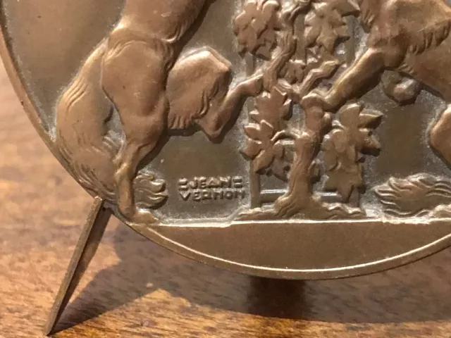 Medaille Bronze Fable De La Fontaine "Le Renard Et Les Raisins" De Jean Vernon 3