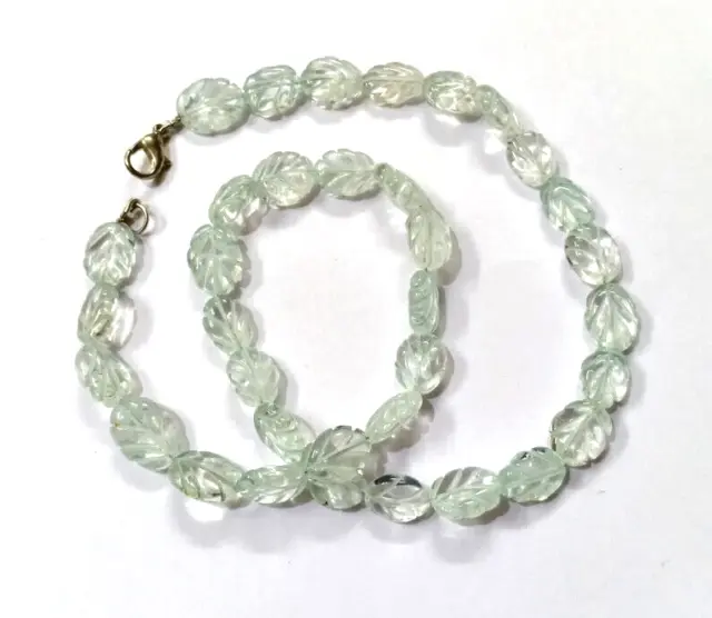 Collier ovale en perles de pierre précieuse ovale AAA + bleu aigue-marine...