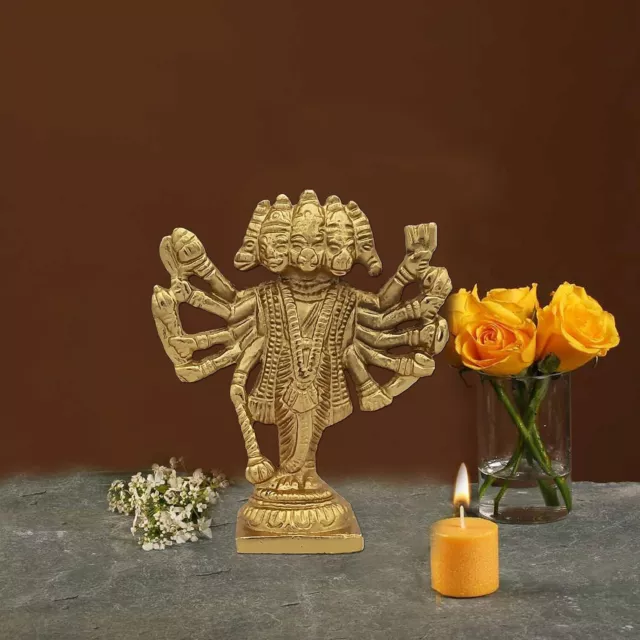 PANCHMUKHI HANUMAN STATUE Hindu Monkey God Idol HIGH QUALITY Brass Statue Gift