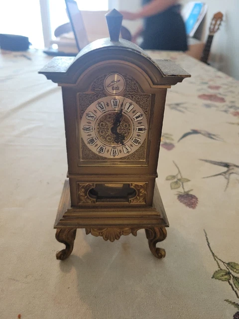 Schmid"-- 8 Day Pendulum Mantel Desk Mini Grandfather Clock, 12", Key Wind Works