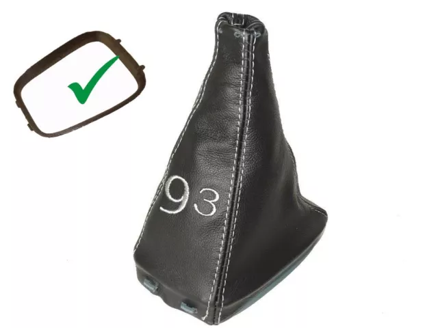 Gear Gaiter For Saab 9-3 SS 2003+ With Plastic Frame Leather "93" Grey Logo