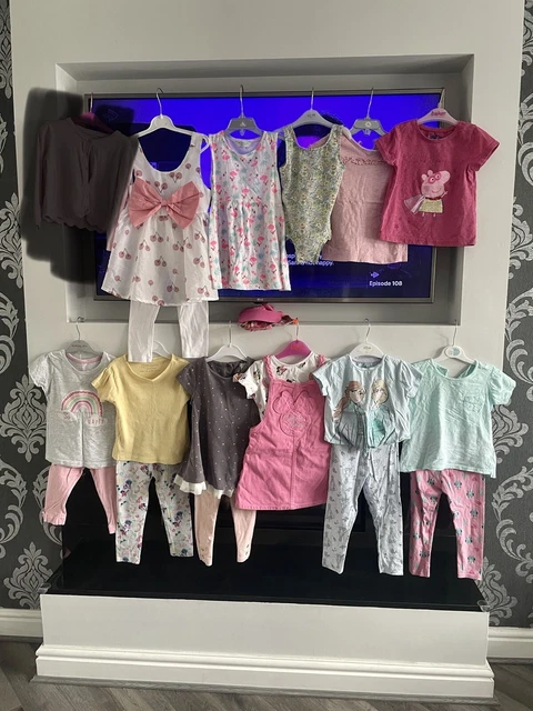 Girls summer bundle age 2-3 Next George Disney store Peppa pig Frozen 19 items