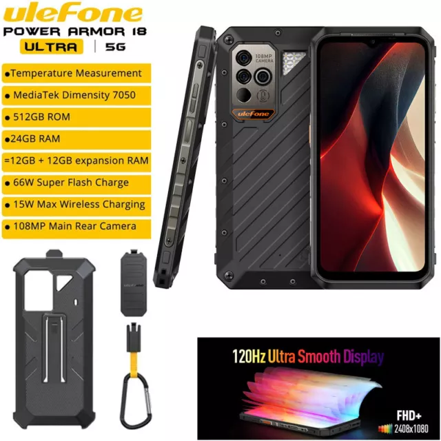 5G Ulefone Power Armor 18 Ultra 4G Rugged Cell Phone Waterproof Android Mobile