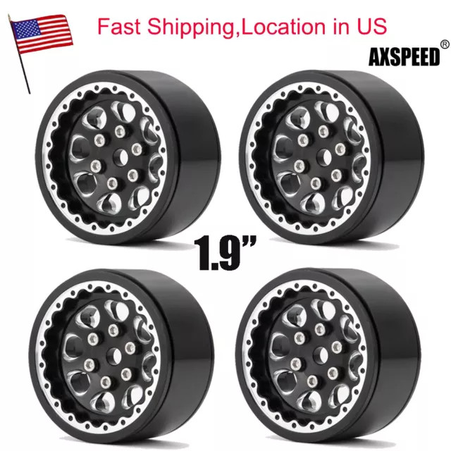 4X 1.9 Alloy Metal Beadlock Wheel Rims for Axial SCX10 TRX4 D90 1/10 RC Crawler