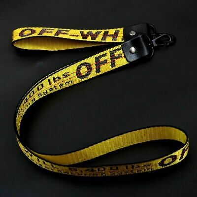 2 X OFF-WHITE Industrial Keychain Belt Strap ID Holder Wrist Neck Lanyard Yellow