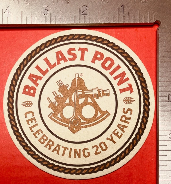 Ballast Point 20 Years California 4 Inch Round  Beer Coaster Rare Vintage Q2