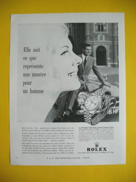 Publicite De Presse Rolex Horlogerie Montre Chronometre Oyster Perpetual 1962