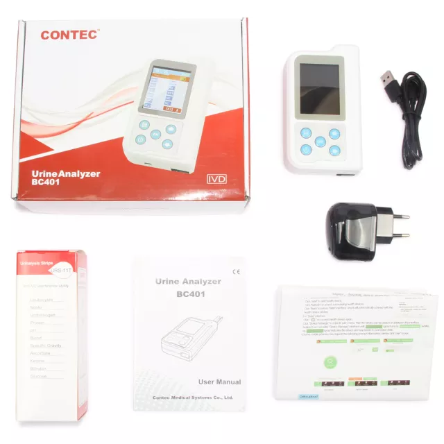 CE 2.4"color LCD BC401 Urine Analyzer 11-parameter test strip,USB,Bluetooth,FDA 3