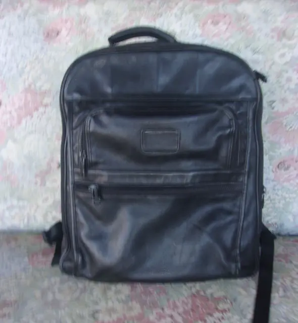 Tumi Mens Black Vintage LARGE  Leather Alpha Laptop Backpack Travel Backpack