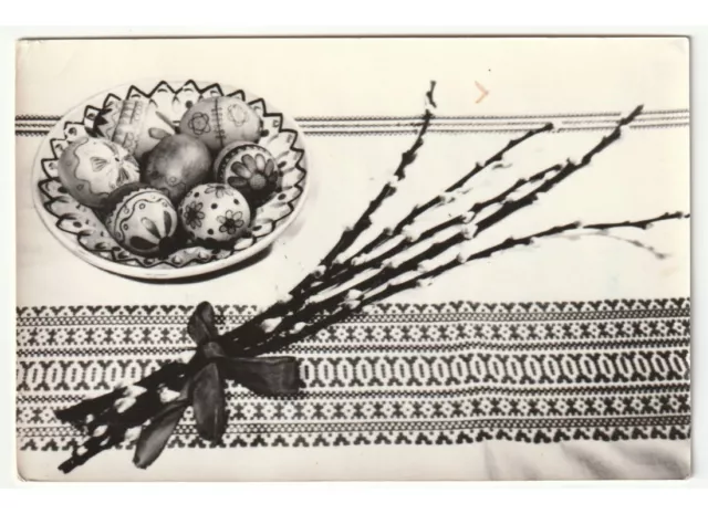 Photo Eifert Janos Carte Postale D'Époque Maîtresse Pâques Plat Oeufs Décorés