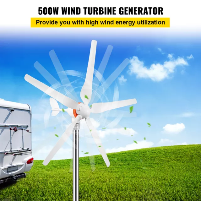 VEVOR Wind Turbine Generator Kit 12V/24V Wind Power Generator 500W MPPT 5Blades 2