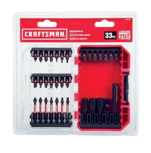 CRAFTSMAN DRILL DRIVER 33 Piece Impact Bit Set Screwdriver Adapter New