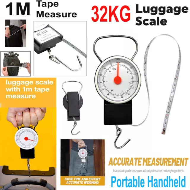 32KG Portable Scales Weighing Handheld Luggage Travel Suitcase Bag Tape Measure
