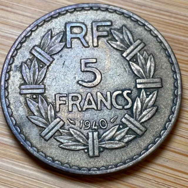 Piece De 5 Francs Lavrillier 1940 Cupro Aluminum (1217) Voir Photos