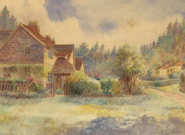 E.L. Wilson, English Cottage Garden – early 20th-century watercolour painting