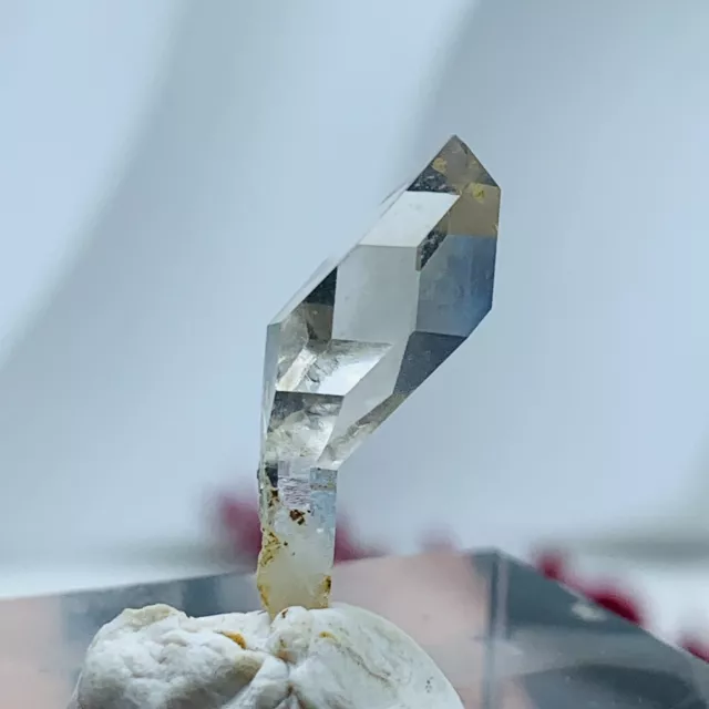 Rare Herkimer diamond crystals gem Matrix tip+transparent rainbow specimen 1.4g