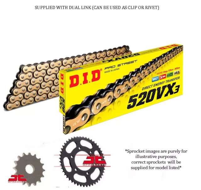 Yamaha XT660 X Super Motard 2004-15 DID GOLD VX3 X-Ring Chain & Sprocket Kit