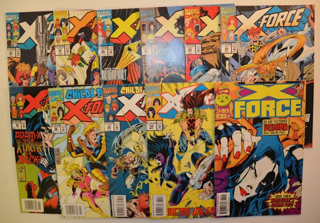 X-Force Lot of 11 #22,24,26,27,28,29,30,32,33,34,62 Marvel (1993) Comics