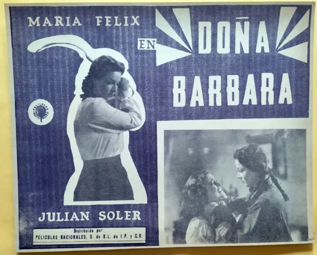 MARIA FELIX "DOÑA BARBARA" Original Mexican Lobby Card Movie Poster 1943