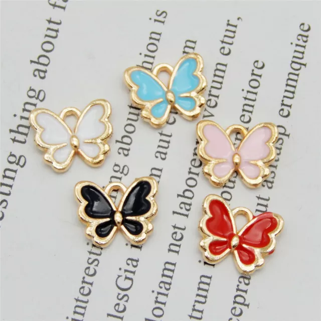 20pcs Bulk Butterfly Charm Winged Insect Pendant Dangle Jewellery Making 13*11mm