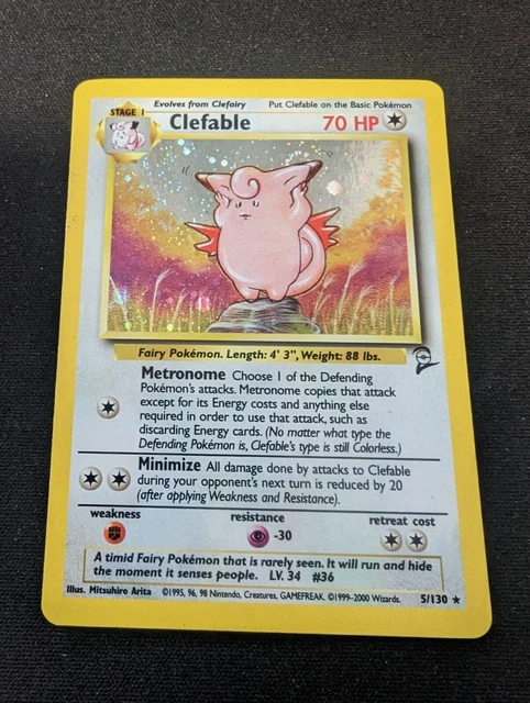 Pokemon Card Base Set 2 Clefable Holo -  5/130 - Rare