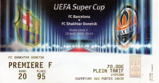 Ticket Shakhtar Donetsk Ukraine - Barcelona Spain 2009 SUPERCUP FINAL UEFA #2