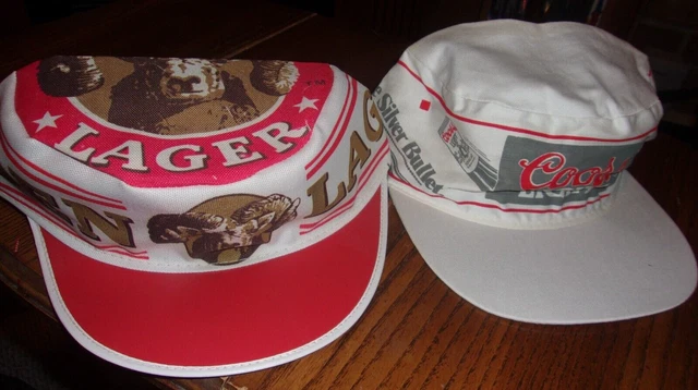 Coors Light Silver Bullet & Golden Lager Painter Hat Lot ( 2 ) New Old Stock