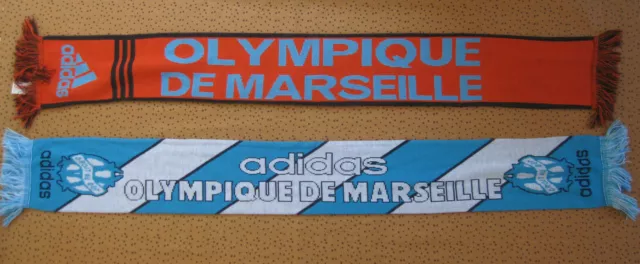 Lot 2 echarpe de supporter Olympique Marseille OM vintage scarf Football