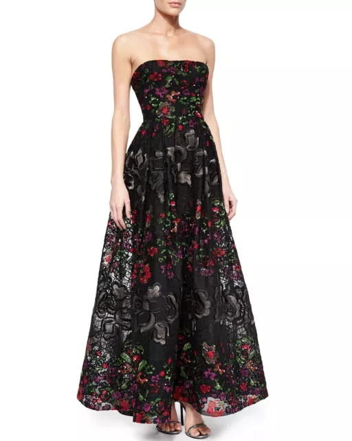 Elie Saab Strapless Floral-Embroidered GownDress Rrp 6500£ UK 8 10 Eu 38 Us 6