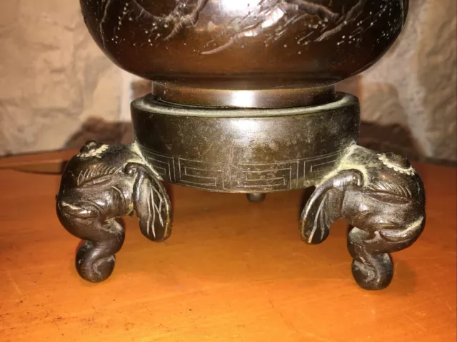 Vase Bronze Japon Sur Socle Fin XIXème 2