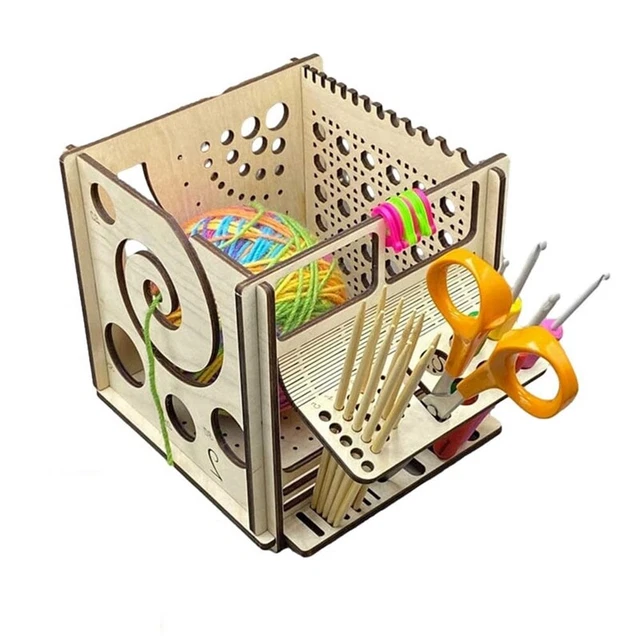 NQEUEPN Bol à Fil En Bois De Pin Naturel 15x8 Cm - Accessoire Tricot & Crochet Anti-Emmêlement