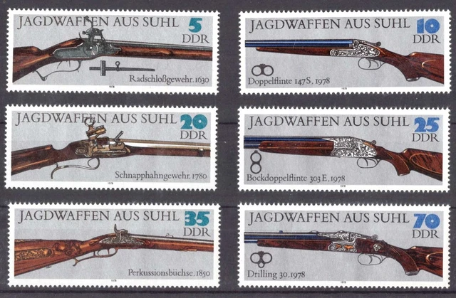 DDR - BRIEFMARKEN, Satz: Suhler Jagdwaffen, Jahrgang 1978, Mi 2376-2381 ...