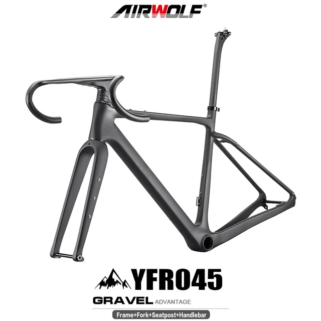 Cadre Vélo Carbone AIRWOLF T1100 Pour Gravel/Road - Taille 700x45c, Modèle G001, Neuf, Garantie 2 Ans