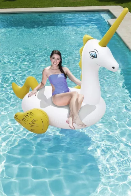 Bestway White Inflatable Supersized Unicorn Rider Float Pool - 7.2' x 6.4'