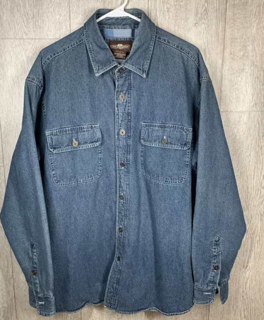 Levi's Fleece Lined Denim Shirt Jacket Adult Large Blue Workwear Heavyweight