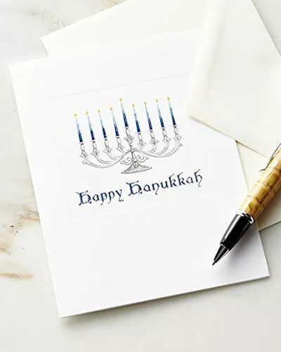 Caspari Happy Hanukkah Embossed Cards with Envelopes, Set of 10