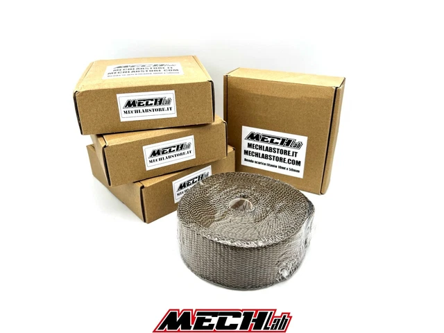 benda anti calore per scarico collettore auto moto 10mt 50mm titanio turbo