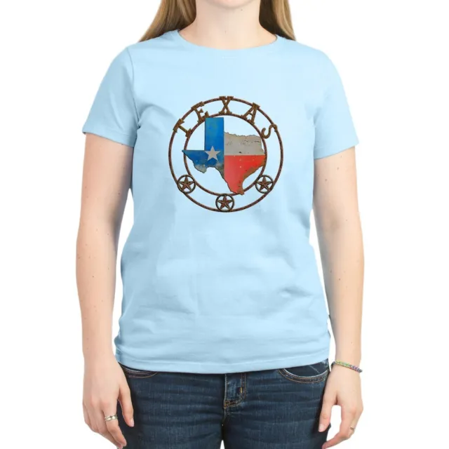 CafePress Texas Wrought Iron Barn Art T Shirt Crew Neck Tee (1705556855)