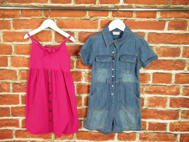 Girls Bundle Age 6-7 Years 100% Matalan Sundress Denim Playsuit Summer Set 122Cm