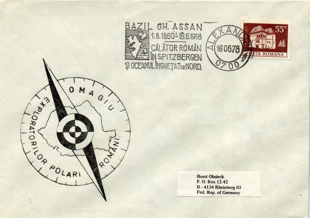 Romania Arctic pr.cover Res. Assan on Svalbard sp.cancel Alexandria 16.06.1978