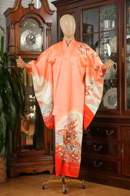 Dear Vanilla Japanese Silk Furisode Kimono Women's Authentic Japan Made Vintage