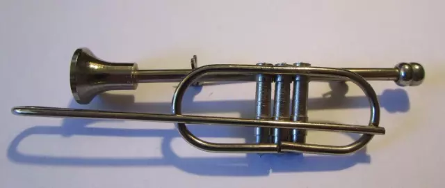 Silver Color Metal Musical Trombone Brooch