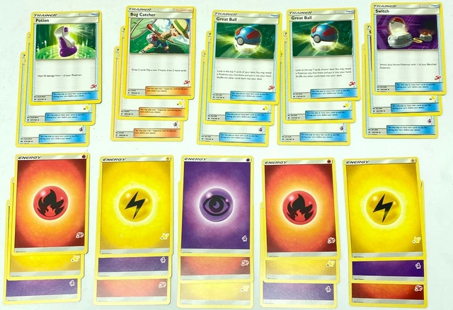 Charizard Pikachu & Mewtwo Stamped Cards Energy Great Ball Switch & Bug Catcher