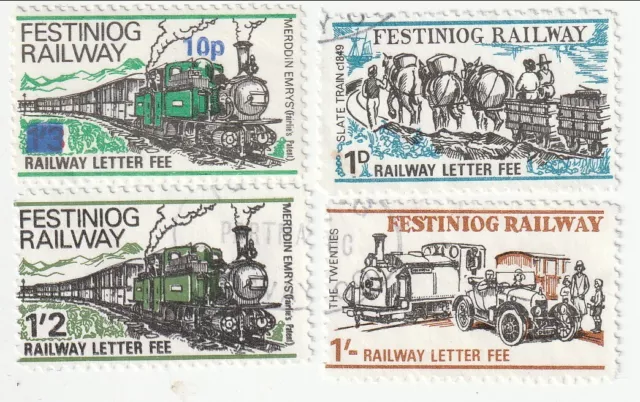 Great Britain - Railway, Festiniog Railway stamps(M&U)(3).