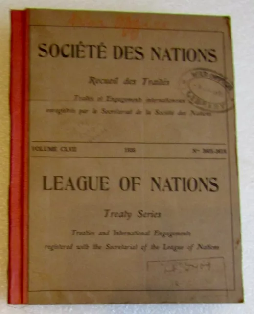 1935 LEAGUE OF NATIONS - Treaty Series (L of N) Index - UK War Office Library