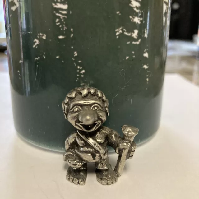 Vintage Pewter Troll Man Figurine Signed Tinn Per Norway Tiny Small 1.375” Tall